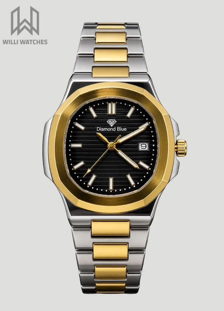 Diamond Blue Black Dial Two-Tone Date Watch DI-034 – Business Class