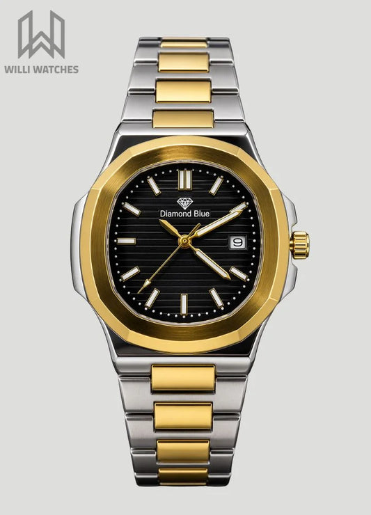 Diamond Blue Black Dial Two-Tone Date Watch DI-034 – Business Class