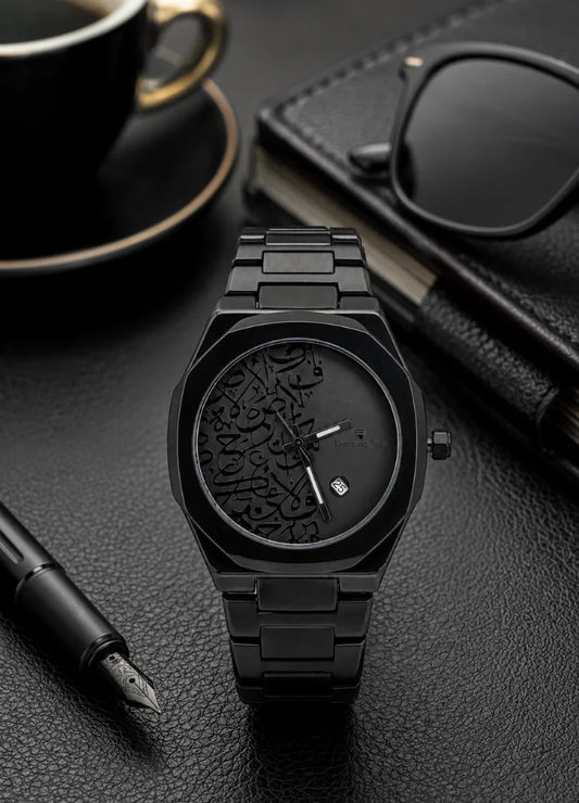 Premium Black Edition Arabic Calligraphy Dial Watch D-003