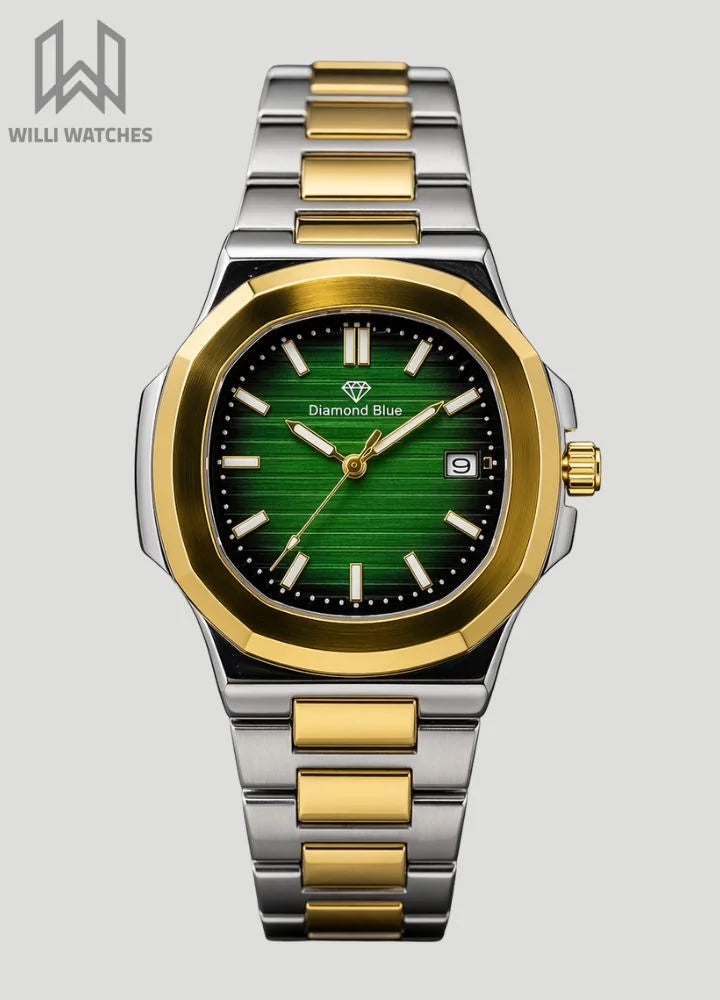 Diamond Blue Green Dial Two-Tone Date Watch DI-035 – Business Class