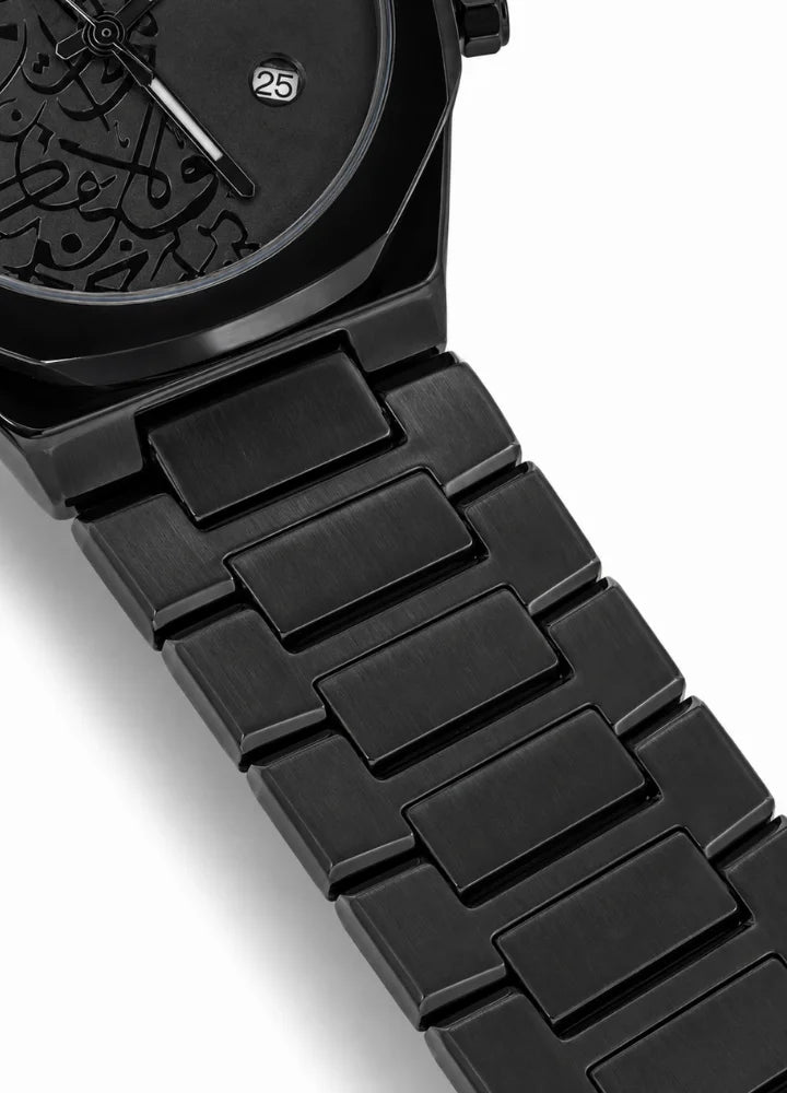Premium Black Edition Arabic Calligraphy Dial Watch D-003