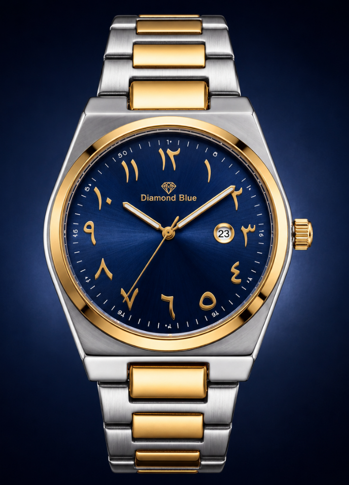 Diamond Blue Two-Tone Blue Arabic Dial Date Watch DI-038