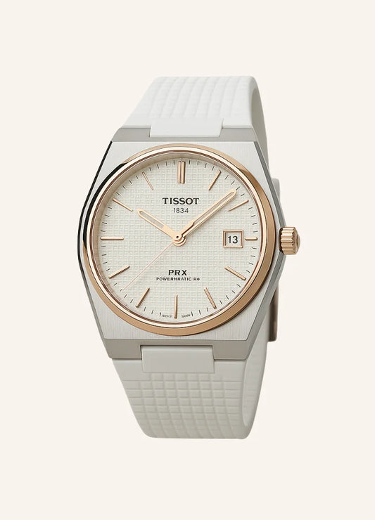 Sporty Sophistication Tisot PRX with White Rubber Strap TK-004