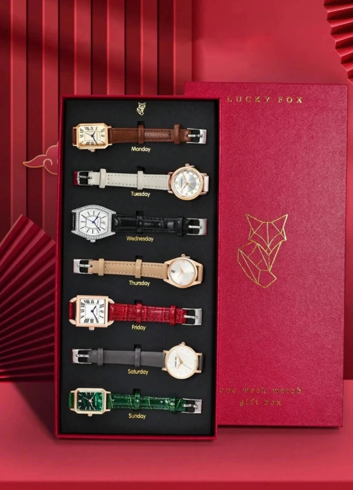 LUCKY FOX 7-Day Watch Gift Set – Style for Every Day FM-010