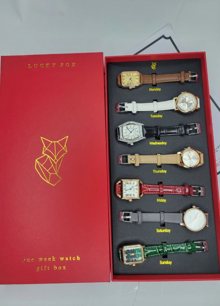 LUCKY FOX 7-Day Watch Gift Set – Style for Every Day FM-010