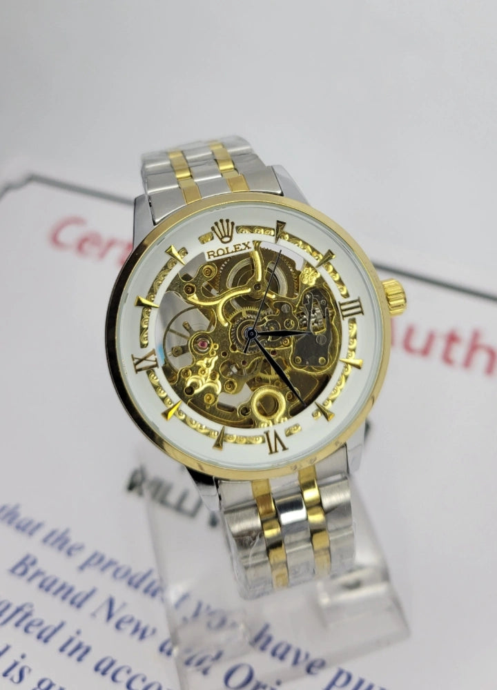 RLX Automatic Luxury Watch: Two-Tone White Dial R-026