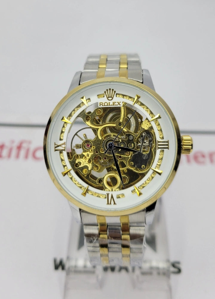 RLX Automatic Luxury Watch: Two-Tone White Dial R-026