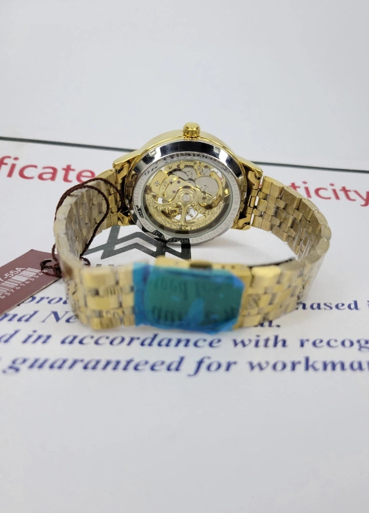 RLX Automatic Luxury Watch: Complete Gold with White Dial R-027