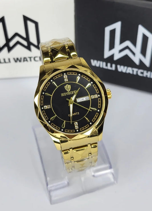 Binbond Gold Black Business Watch: Day, Date& Night Feature BN-003