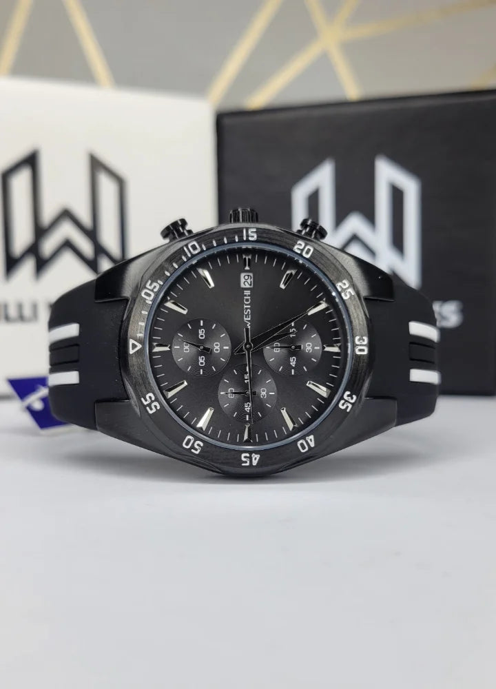 Westchi Stylish Black Sports Watch with Working Chronograph SP-002