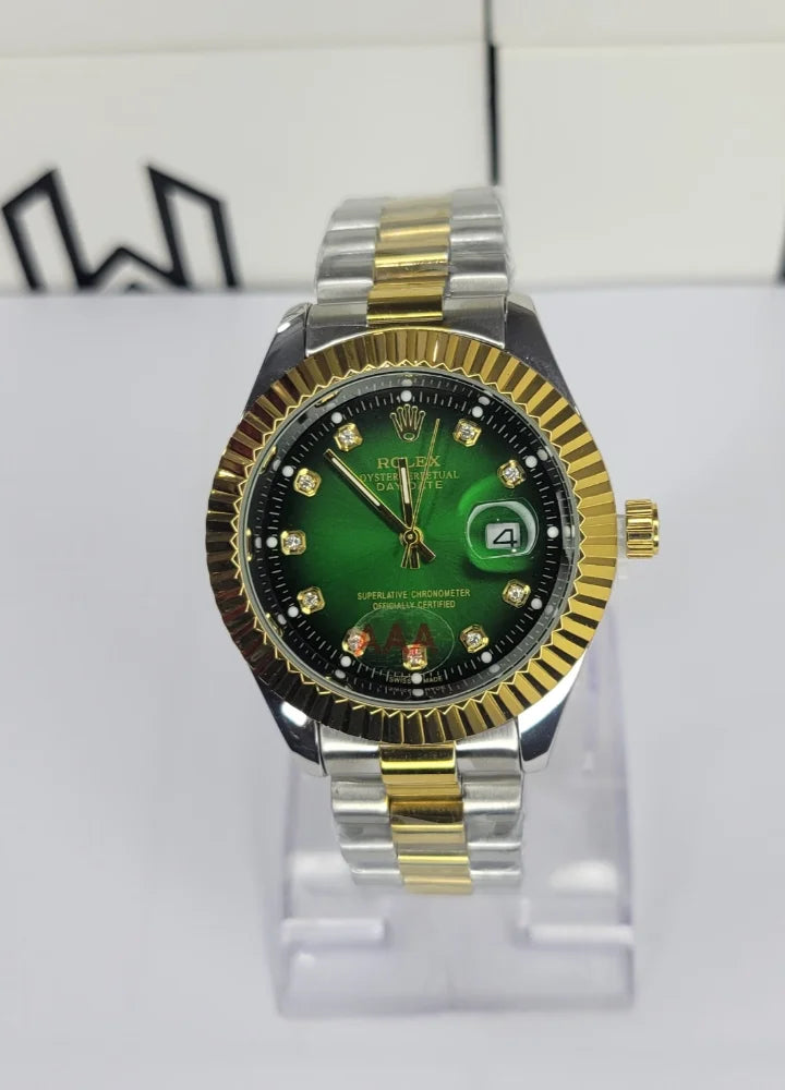 Luxury Green Dial Two-Tone Date Watch R-038