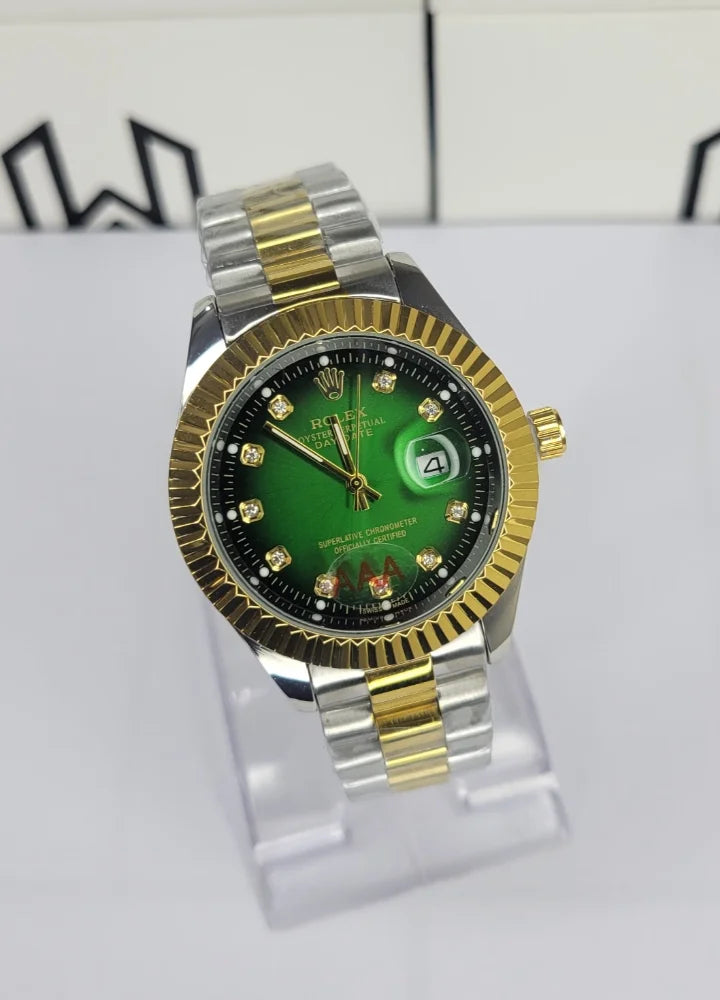 Luxury Green Dial Two-Tone Date Watch R-038