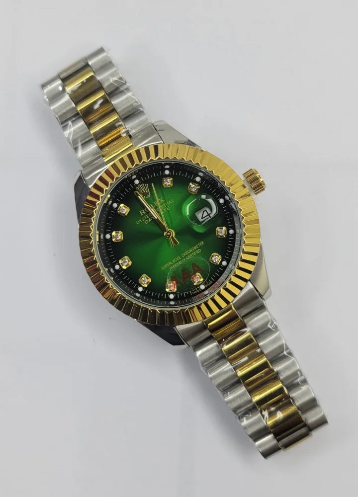 Luxury Green Dial Two-Tone Date Watch R-038