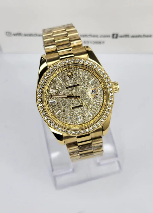 Luxury Gold Diamond Studded Automatic Men’s Watch SK-019