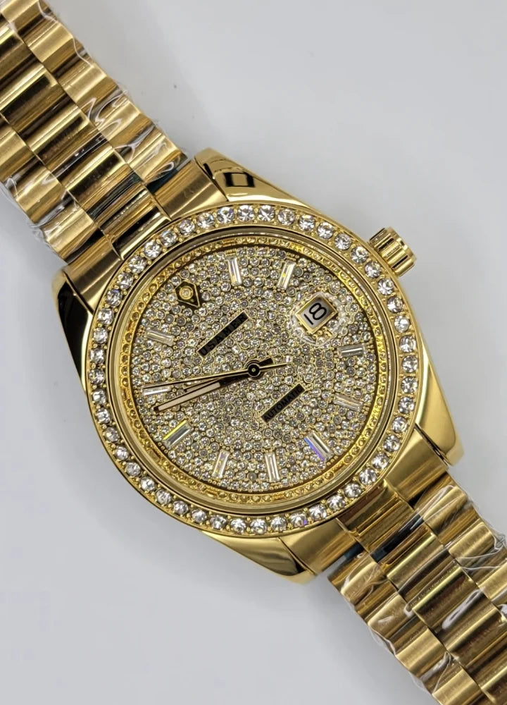 Luxury Gold Diamond Studded Automatic Men’s Watch SK-019