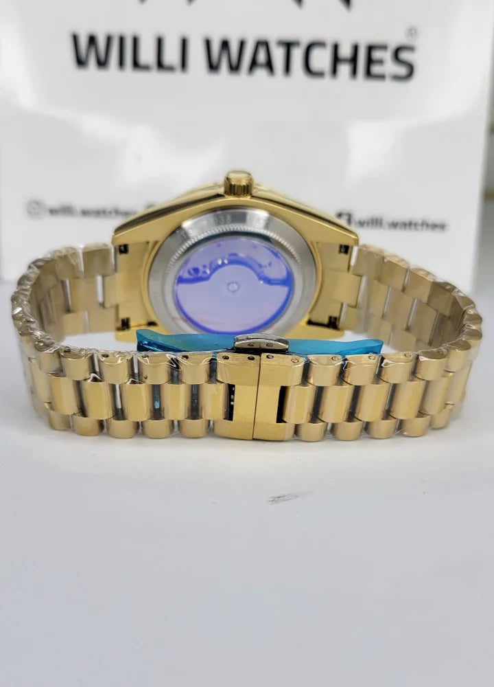Luxury Gold Diamond Studded Automatic Men’s Watch SK-019