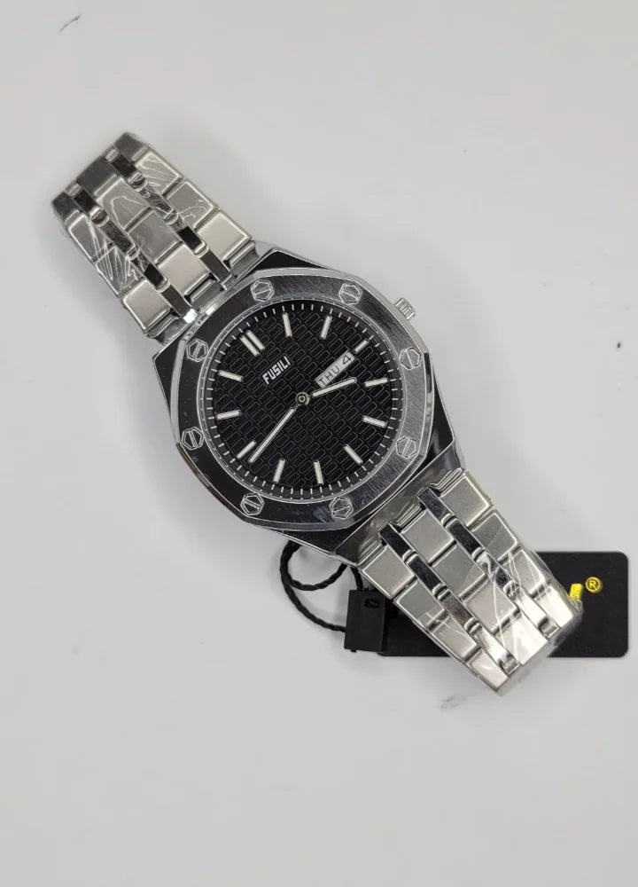 Fusili Slim Edition Silver Black Stainless Steel Men’s Watch FS-001