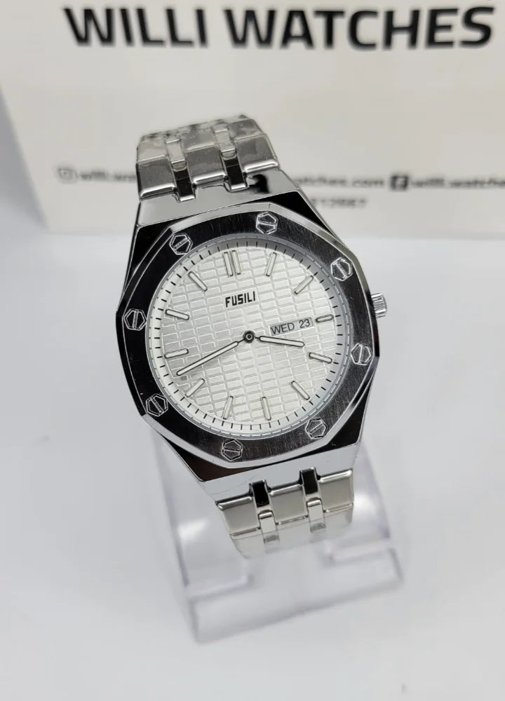 Fusili Slim Edition Silver White Stainless Steel Men’s Watch FS-002
