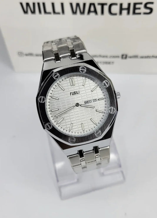 Fusili Slim Edition Silver White Stainless Steel Men’s Watch FS-002