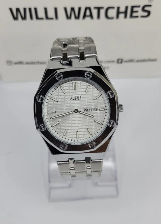 Fusili Slim Edition Silver White Stainless Steel Men’s Watch FS-002