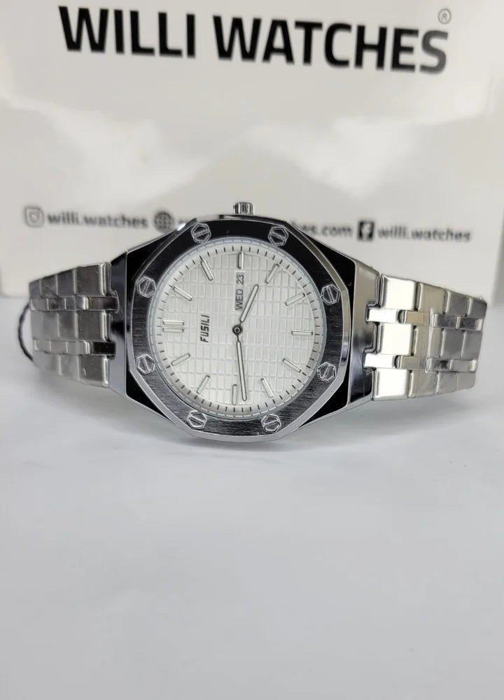 Fusili Slim Edition Silver White Stainless Steel Men’s Watch FS-002