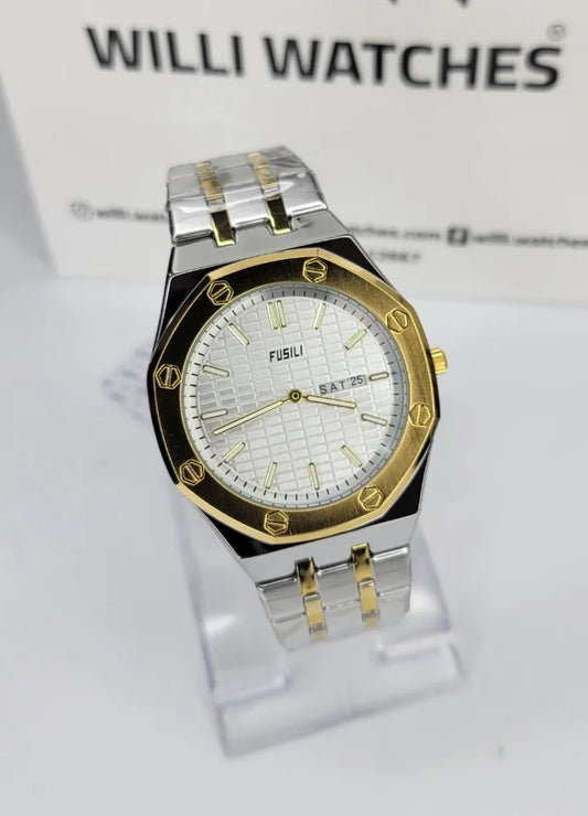 Fusili Slim Edition Gold Silver White Dial Men’s Watch FS-003