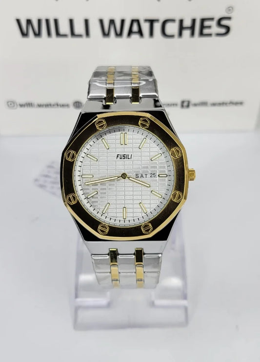 Fusili Slim Edition Gold Silver White Dial Men’s Watch FS-003
