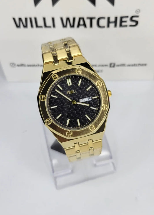Fusili Slim Edition Gold Black Luxury Men’s Watch FS-004