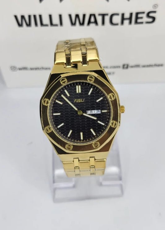 Fusili Slim Edition Gold Black Luxury Men’s Watch FS-004