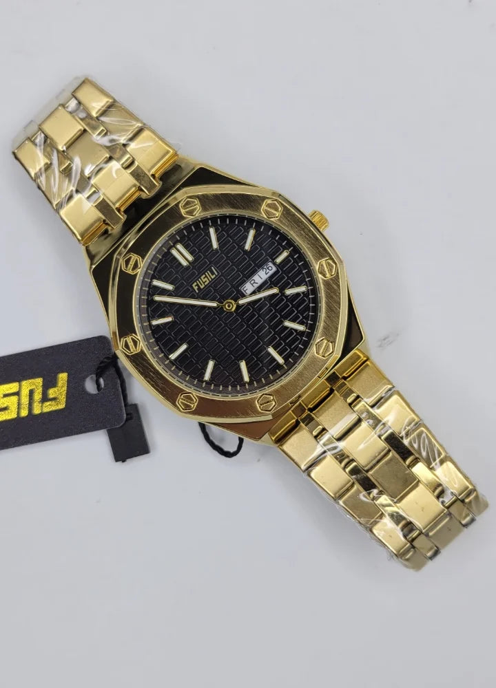 Fusili Slim Edition Gold Black Luxury Men’s Watch FS-004
