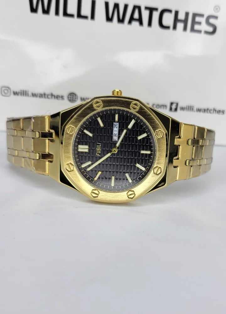Fusili Slim Edition Gold Black Luxury Men’s Watch FS-004