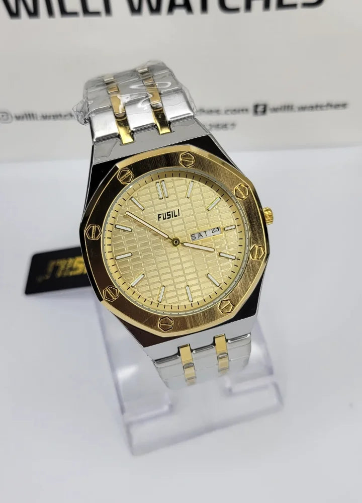 Fusili Slim Edition Gold Silver Champagne Dial Men’s Watch FS-005
