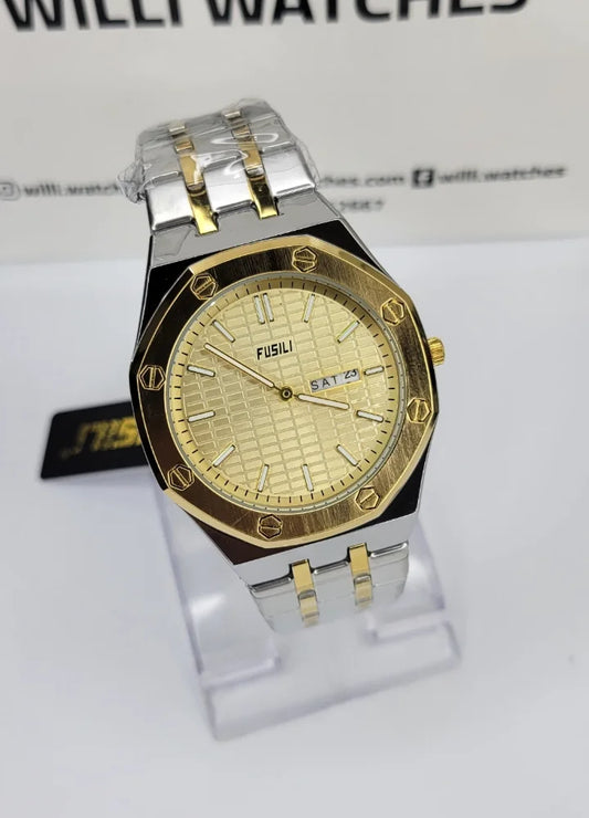 Fusili Slim Edition Gold Silver Champagne Dial Men’s Watch FS-005