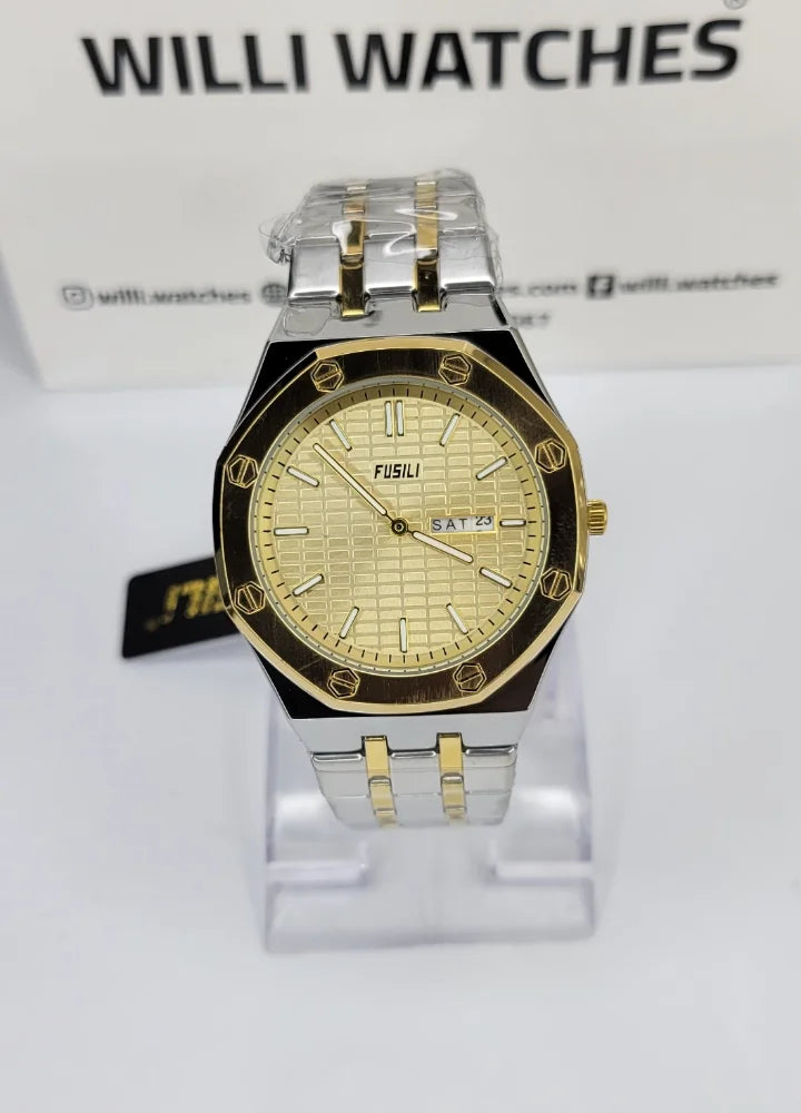Fusili Slim Edition Gold Silver Champagne Dial Men’s Watch FS-005