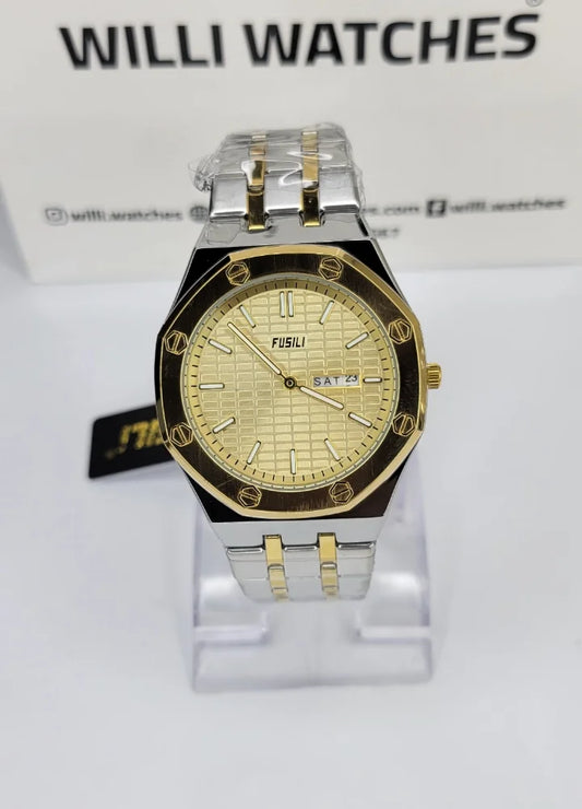 Fusili Slim Edition Gold Silver Champagne Dial Men’s Watch FS-005