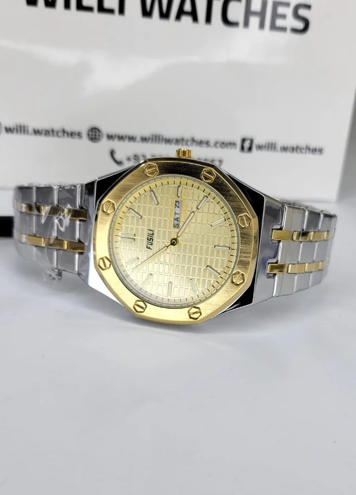 Fusili Slim Edition Gold Silver Champagne Dial Men’s Watch FS-005