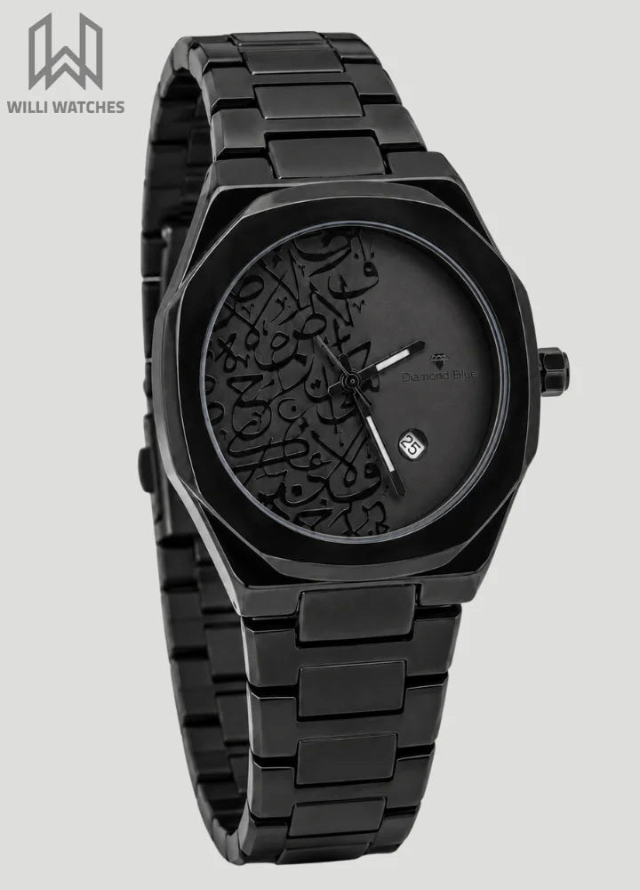 Premium Black Edition Arabic Calligraphy Dial Watch D-003