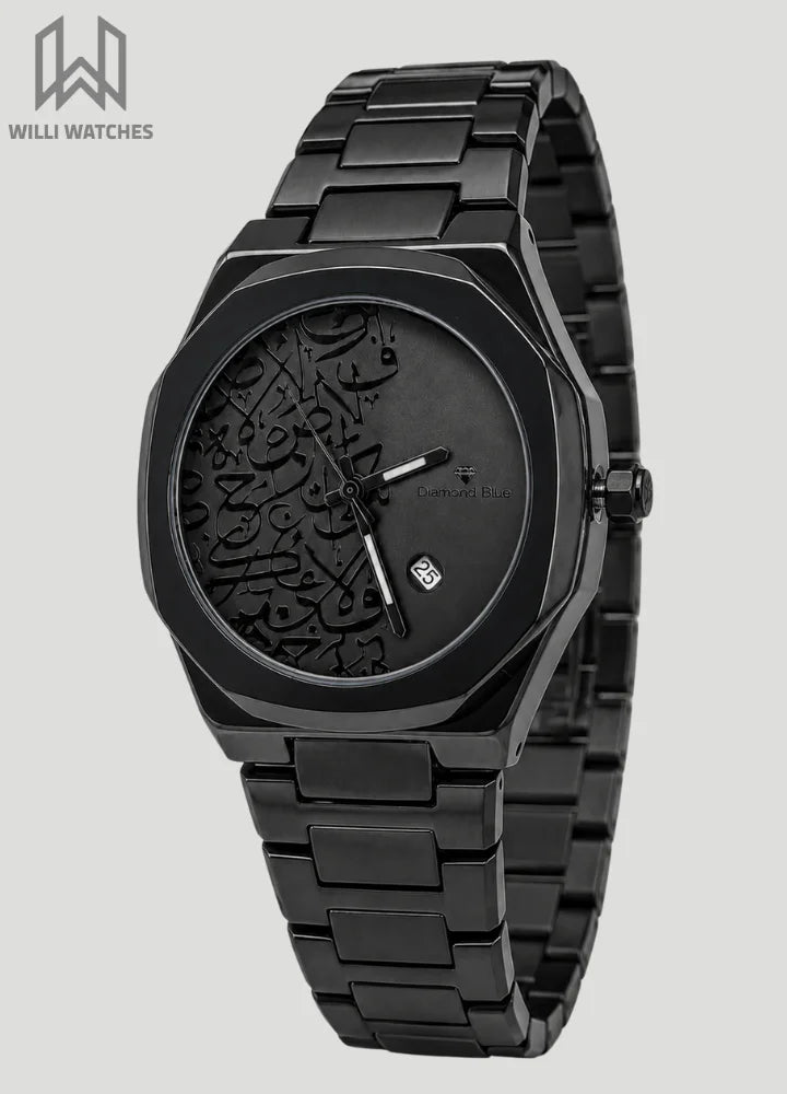 Premium Black Edition Arabic Calligraphy Dial Watch D-003