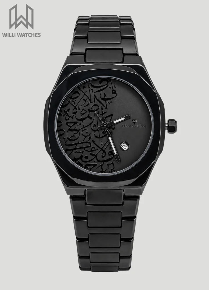 Premium Black Edition Arabic Calligraphy Dial Watch D-003