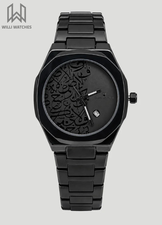 Premium Black Edition Arabic Calligraphy Dial Watch D-003
