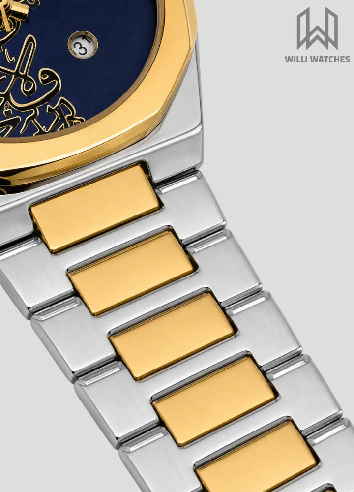 Premium Gold & Blue Edition Arabic Calligraphy Dial Watch DI-006
