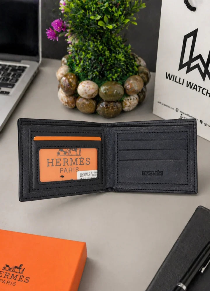 H Sophisticated Slim Leather Wallet for Men Office Ready Style WL-008