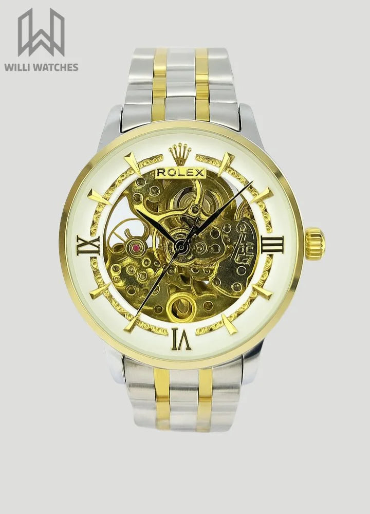 RLX Automatic Luxury Watch: Two-Tone White Dial R-026