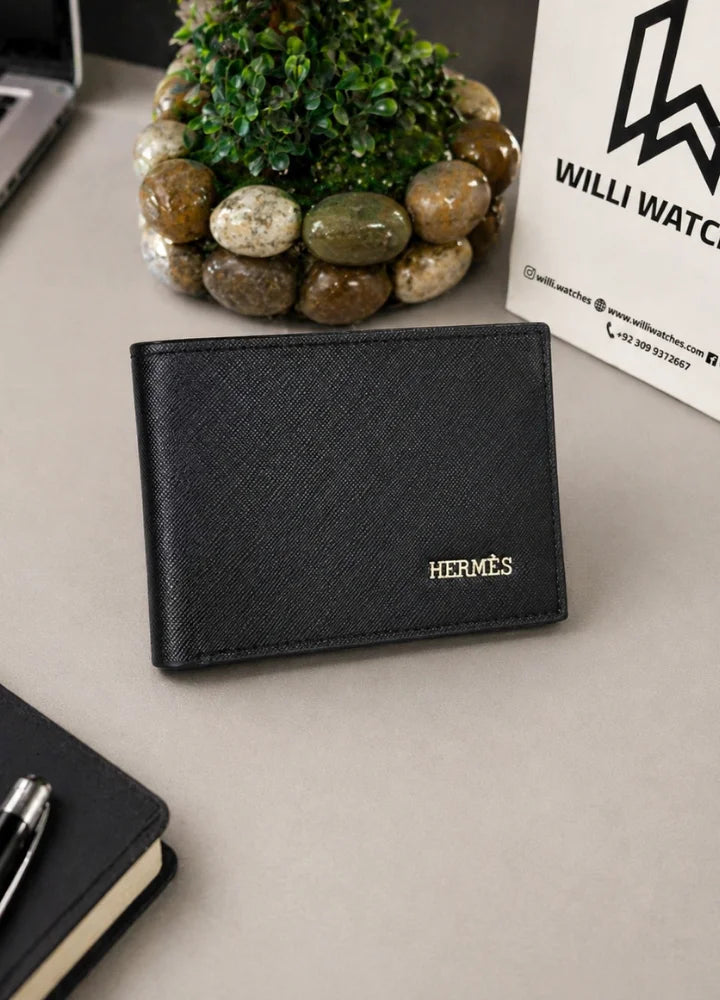 H Sophisticated Slim Leather Wallet for Men Office Ready Style WL-008