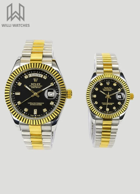 RLX Two Tone & Black Couple Watches R-024