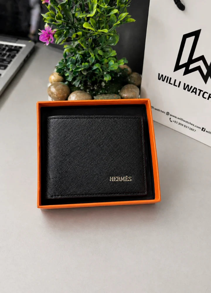 H Sophisticated Slim Leather Wallet for Men Office Ready Style WL-008