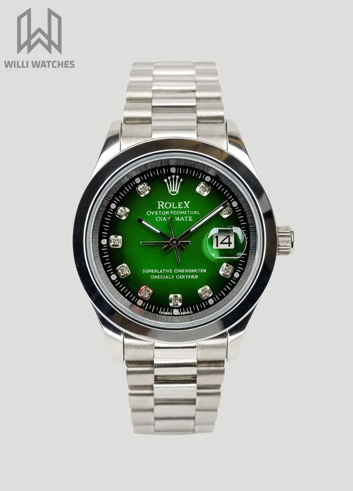 RLX Silver Men's Green Dial with Date R-011