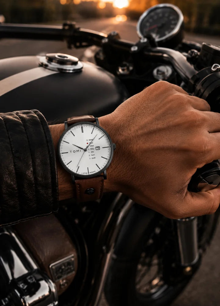 Tomi Executive Day Date Brown Leather Strap Men’s Watch TM-039