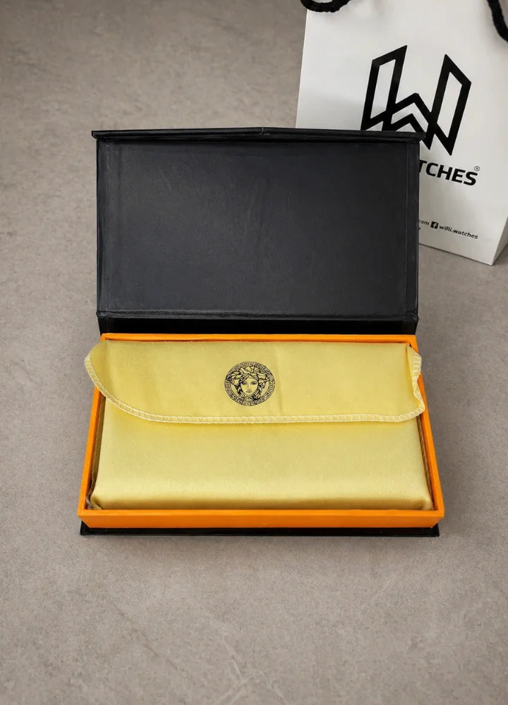 V Signature Long Leather Wallet for Men Elegant Luxury Design WL-010
