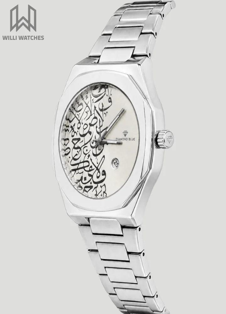 Diamond Blue Heritage Arabic Art Gray Dial Luxury Watch DI-013